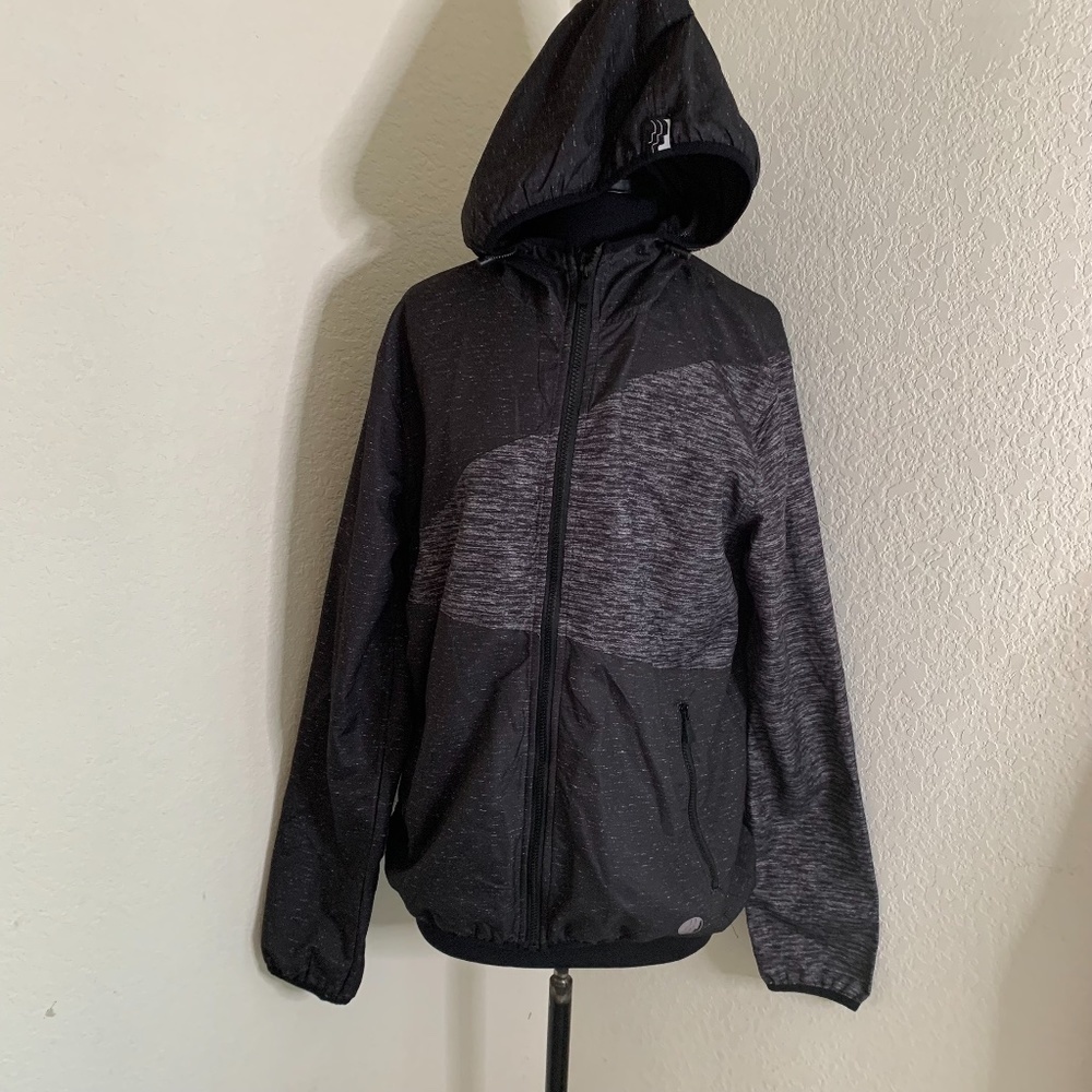 𝅺BROOKLYN Athletics Gray Black Windbreaker Style Jacket Men's Medium (1055)